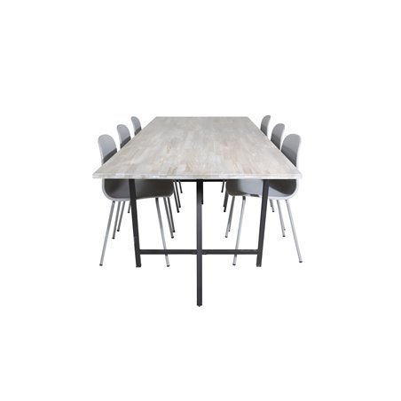 Jepara Spisebord - 250 * 100 * H76 - Grå / Sort, Arctic Dining Chair - Grå Ben - Grå Pla stic_6