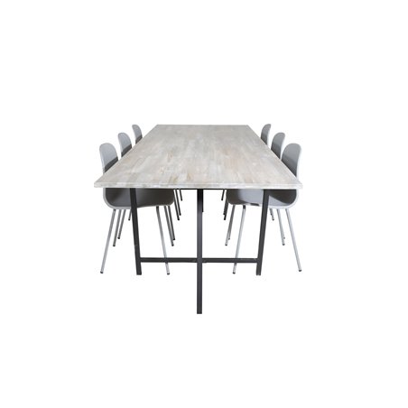 Jepara Dining Table - 250*100*H76 - Grey /Black, Arctic Dining Chair - Grey Legs - Grey Plastic_6