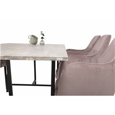 Jepara Dining Table - 250*100*H76 - Grey /Black, Comfort Dining Chair - Pink / Black_6