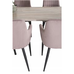 Jepara Dining Table - 250*100*H76 - Grey /Black, Comfort Dining Chair - Pink / Black_6