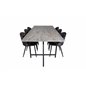 Jepara Dining Table - 250*100*H76 - Grey /Black, Velvet Dining Chair -  Black Flower fabric_6