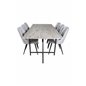 Jepara Dining Table - 250*100*H76 - Grey /Black, Velvet Deluxe Dining Chair - Black Legs - Light Grey Fabric_6