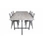 Jepara Dining Table - 250*100*H76 - Grey /Black, Polar Diamond Dining Chair - Black Legs - Grey Velvet_6