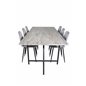 Jepara Dining Table - 250*100*H76 - Grey /Black, Polar Diamond Dining Chair - Black Legs - Grey Velvet_6