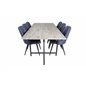 Jepara Dining Table - 250*100*H76 - Grey /Black, Velvet Deluxe Dining Chair - Black Legs - Blue Fabric_6