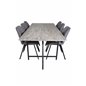 Jepara Dining Table - 250*100*H76 - Grey /Black, Gemma  Dining Chair - Black Legs - Grey Fabric_6