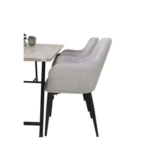 Jepara Dining Table - 250*100*H76 - Grey /Black, Comfort Dining Chair - Grey / Black _6