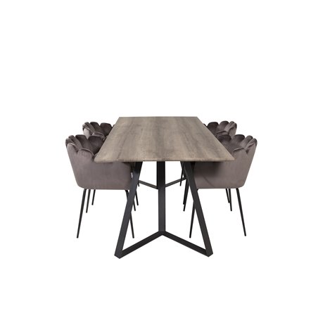 Marina Dining Table - 180*90*H75 - Grey / Black, Limhamn - Chair - Grey Velvet_4