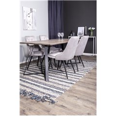 Marina Dining Table - 180*90*H75 - Grey / Black, Velvet Deluxe Dining Chair - Light Grey / Black_4