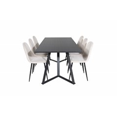 Marina Dining Table - Black top / Black Legs , Polar Dining Chair- Black legs / Beige Velvet (ersätter 19902-880)_6