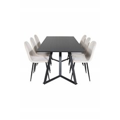 Marina Dining Table - Black top / Black Legs , Polar Dining Chair- Black legs / Beige Velvet (ersätter 19902-880)_6