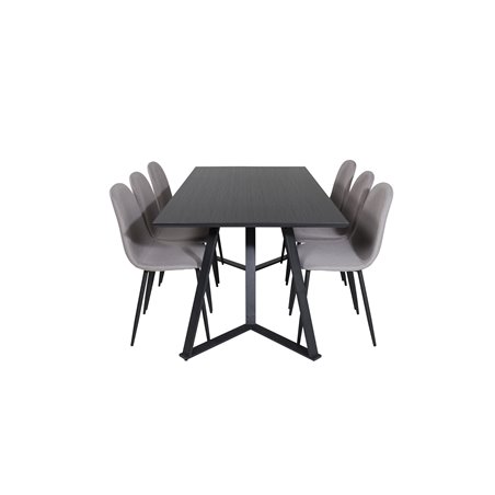 Marina Dining Table - Black top / Black Legs , Polar Dining Chair - Grey / Black_6