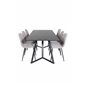 Marina Dining Table - Black top / Black Legs , Polar Dining Chair - Grey / Black_6