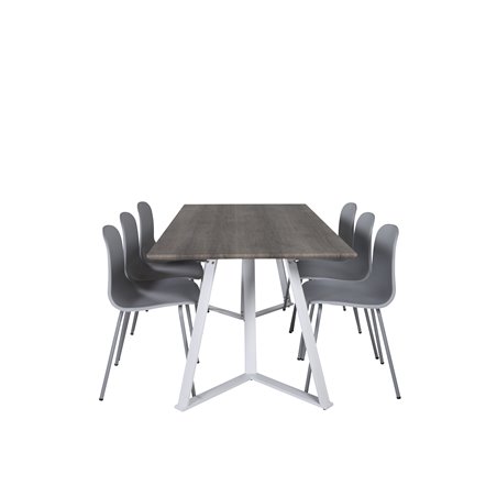 Marina Dining Table - Grey "oak" / White Legs , Arctic Dining Chair - Grey Legs - Grey Plastic_6