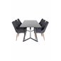 Marina Dining Table - Black top / Black Legs , Leone Dining Chair - Walnut legs - Black Fabric_6