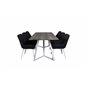 Marina Dining Table - Grey "oak" / White Legs , Plaza Dining Chair - White Legs - Black Fabric_6