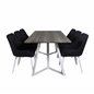 Marina Dining Table - Grey "oak" / White Legs , Plaza Dining Chair - White Legs - Black Fabric_6