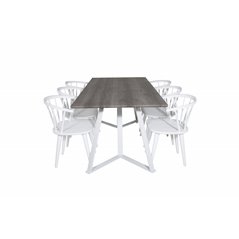 Marina Dining Table - Grey "oak" / White Legs , Bullerbyn Windsor Dining Chair - White_6