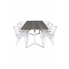 Marina Dining Table - Grey "oak" / White Legs , Bullerbyn Windsor Dining Chair - White_6