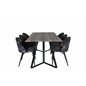 Marina Dining Table - 180*90*H75 - Grey / Black, Velvet Dining Chair - Black Flower fabric_6