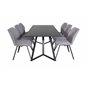 Marina Dining Table - Black top / Black Legs , Gemma Dining Chair - Black Legs - Grey Fabric_6