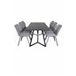 Marina Dining Table - Black top / Black Legs , Gemma Dining Chair - Black Legs - Grey Fabric_6