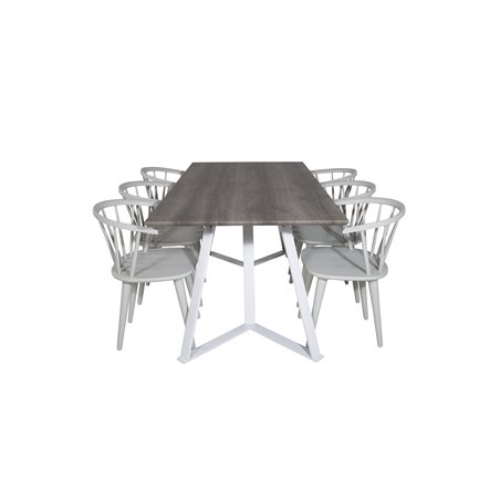 Marina Dining Table - Grey "oak" / White Legs , Bullerbyn Windsor Dining Chair - Grey_6