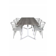 Marina Dining Table - Grey "oak" / White Legs , Bullerbyn Windsor Dining Chair - Grey_6