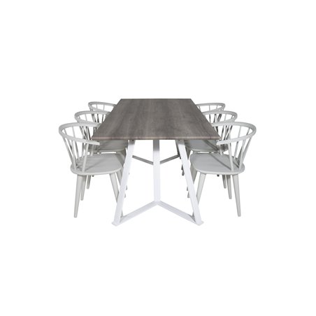 Marina Dining Table - Grey "oak" / White Legs , Bullerbyn Windsor Dining Chair - Grey_6