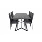 Marina Dining Table - Black top / Black Legs , Slim High Back Dining Chair - Black Legs - Black PU_6