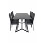 Marina Dining Table - Black top / Black Legs , Slim High Back Dining Chair - Black Legs - Black PU_6