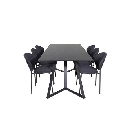 Marina Dining Table - Black top / Black Legs , Vault Dining Chair - Black Legs - Black Fabric_6