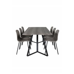 Marina Dining Table - 180*90*H75 - Grey / Black, Arctic Dining Chair - Black Legs - Khaki Plastic_6