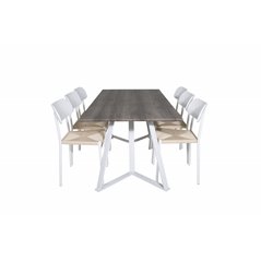 Marina Dining Table - Grey "oak" / White Legs , Polly Dining Chair - Nature / White_6