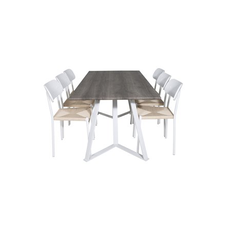 Marina Dining Table - Grey "oak" / White Legs , Polly Dining Chair - Nature / White_6