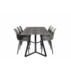 Marina Dining Table - 180*90*H75 - Grey / Black, Polar Plastic Dining Chair - Black Legs / Grey Plastic_6