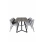 Marina Dining Table - 180*90*H75 - Grey / Black, Wrinkles Dining Chair - Black Legs - Grey Velvet_6