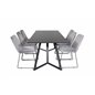 Marina Dining Table - Black top / Black Legs , Muce Dining Chair - Black Legs - Grey Velvet_6