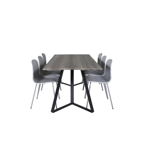 Marina Dining Table - 180*90*H75 - Grey / Black, Arctic Dining Chair - Grey Legs - Grey Plastic_6