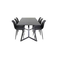 Marina Dining Table - Black top / Black Legs , Polar Plastic Dining Chair - Black Legs / Black Plastic_6