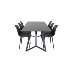 Marina Dining Table - Black top / Black Legs , Polar Plastic Dining Chair - Black Legs / Black Plastic_6