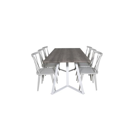 Marina Dining Table - Grey "oak" / White Legs , Mariannelund Windsor Chair - Grey_6