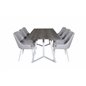 Marina Dining Table - Grey "oak" / White Legs , Plaza Dining chair - White legs - Light Grey Fabric_6