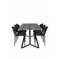 Marina Dining Table - 180*90*H75 - Grey / Black, Vault Dining Chair - Black legs - Black Flower printed fabric_6