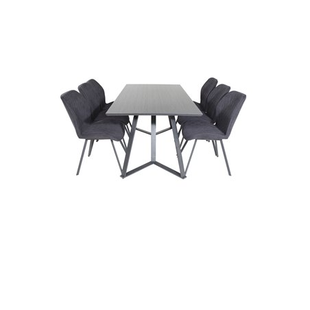 Marina Dining Table - Black top / Black Legs , Gemma Dining Chair - Black Legs - Black Fabric_6