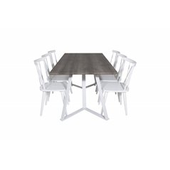 Marina Dining Table - Grey "oak" / White Legs , Mariannelund Windsor Chair - White_6