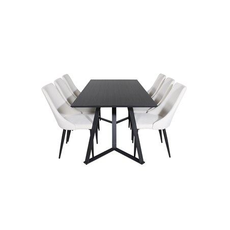 Marina Dining Table - Black top / Black Legs , Leone Dining Chair - Beige / Black_6