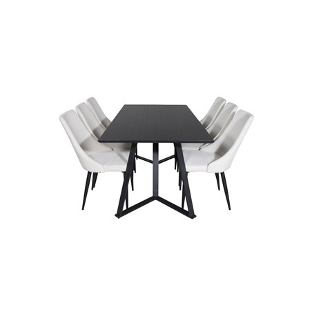 Marina Dining Table - Black top / Black Legs , Leone Dining Chair - Beige / Black_6