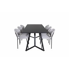 Marina Dining Table - Black top / Black Legs , Vault Dining Chair - Black Legs - Grey Fabric_6