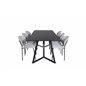 Marina Dining Table - Black top / Black Legs , Vault Dining Chair - Black Legs - Grey Fabric_6